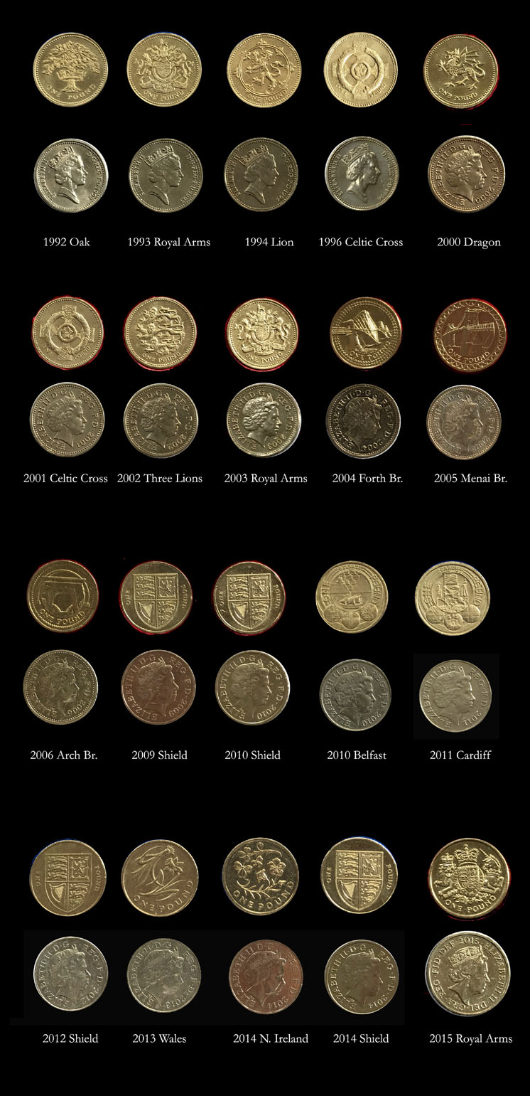 One pound coins images